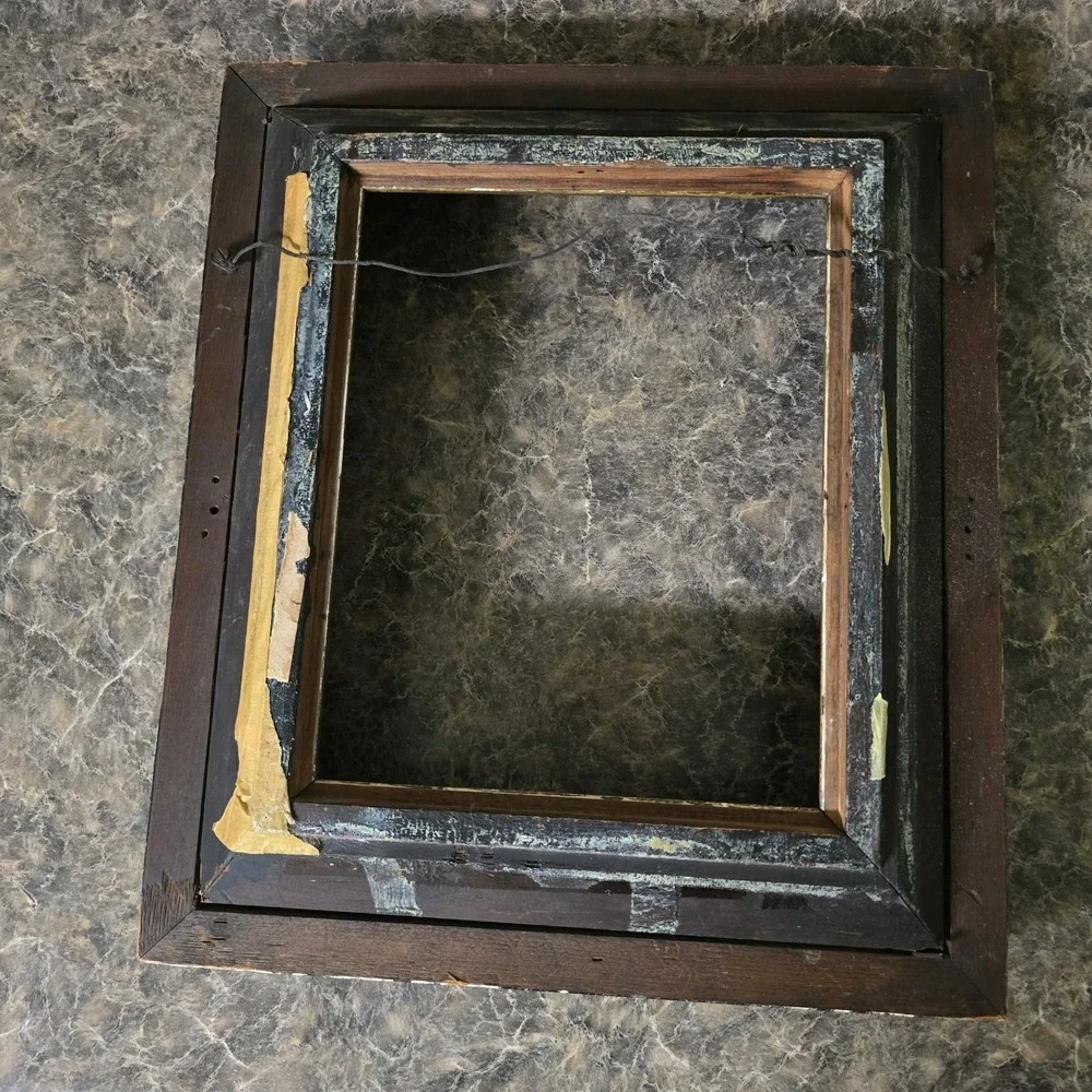 Antique Victorian Aesthetic Movement Ebonized Burl Wood Picture Frame 8x10